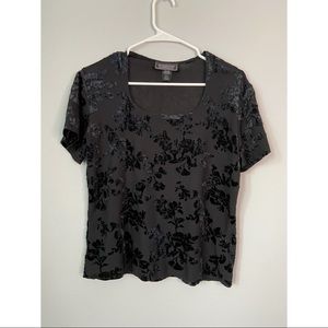 Vintage velour floral crop top